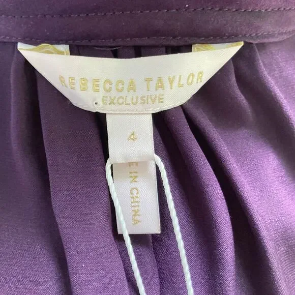 Rebecca Taylor Cassis Silk Charmeuse Top NWT  Jewel Tone Fall Dinner City Blouse - Picture 16 of 16